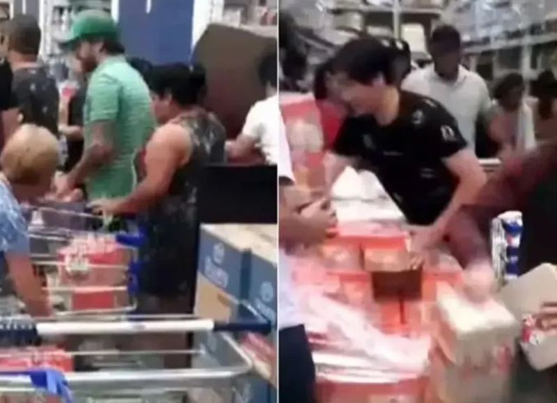 Un grupo de personas se amontonó desesperadamente en los pasillos del supermercado para comprar aerosoles repelentes.