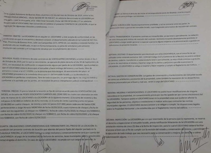 Contrato ante la escribanía.