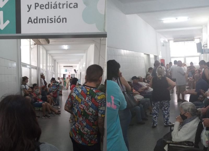 La guardia del Hospital San Bernardino de Siena colapsada, reflejo del grave deterioro del sistema de salud en el distrito.
