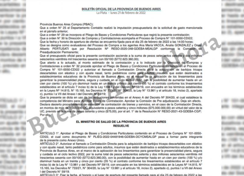 El presupuesto original de la Compra Directa asciende a $772.623.360.
