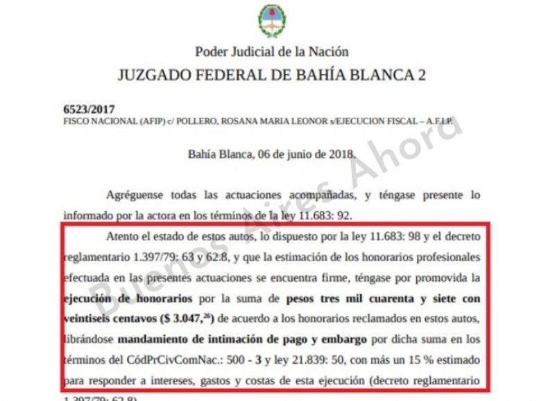 Una de las situaciones judiciales de Pollero. 
