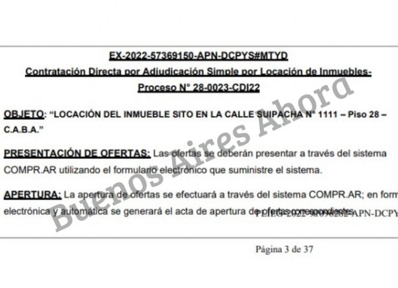 El contrato está bajo el expediente N° EX-2022-57369150-APN-DCPYS#MTYD.