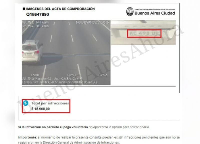 Las infracciones de tránsito impagas por parte de Osuna.