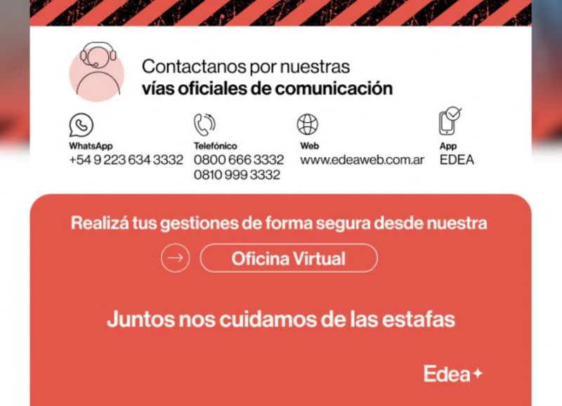 EDEA detectó fraudes con falsos gestores y pidió extremar cuidados.