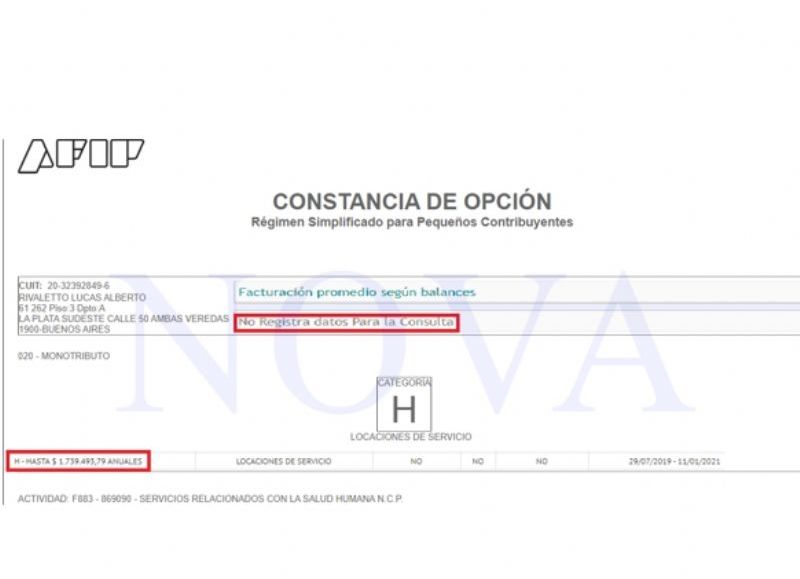 La situación del doctor Cureta platense ante la AFIP. (Foto: NOVA)