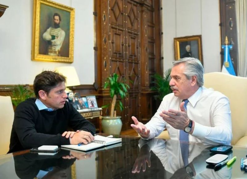 El gobernador de la provincia de Buenos Aires, Axel Kicillof y el presidente, Alberto Fernández.
