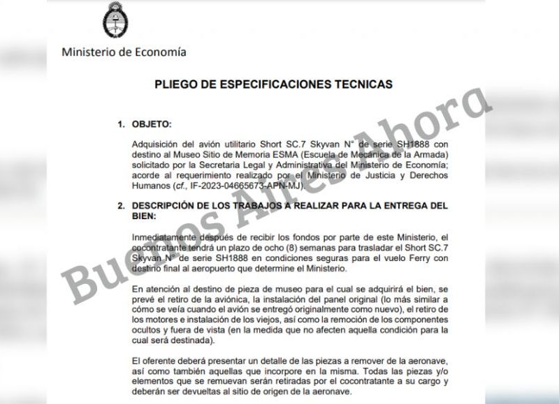 Las bases y condiciones de la compra multimillonaria del Ministerio de Economía.