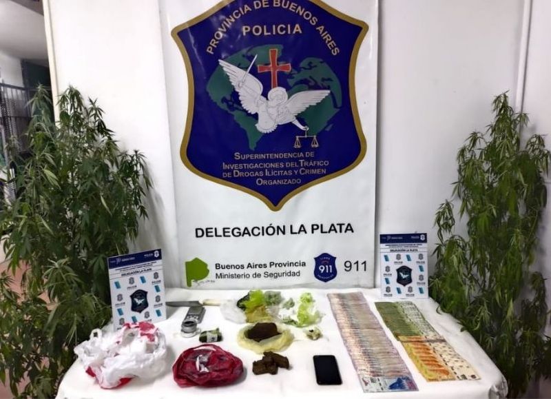 Incautaron más de 300 gramos de marihuana, balanzas, dinero en efectivo y plantas.