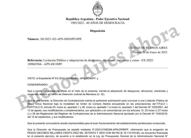 Será para los que estén alojados en la Unidad 32 de Mendoza. A pesar de tener un presupuesto de 16 millones, gastarán el doble.