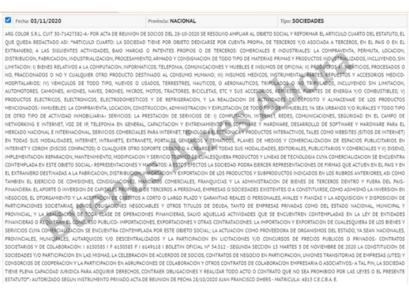 ARG Color es otra de las empresas que salió beneficiada por el Gobierno bonaerense.