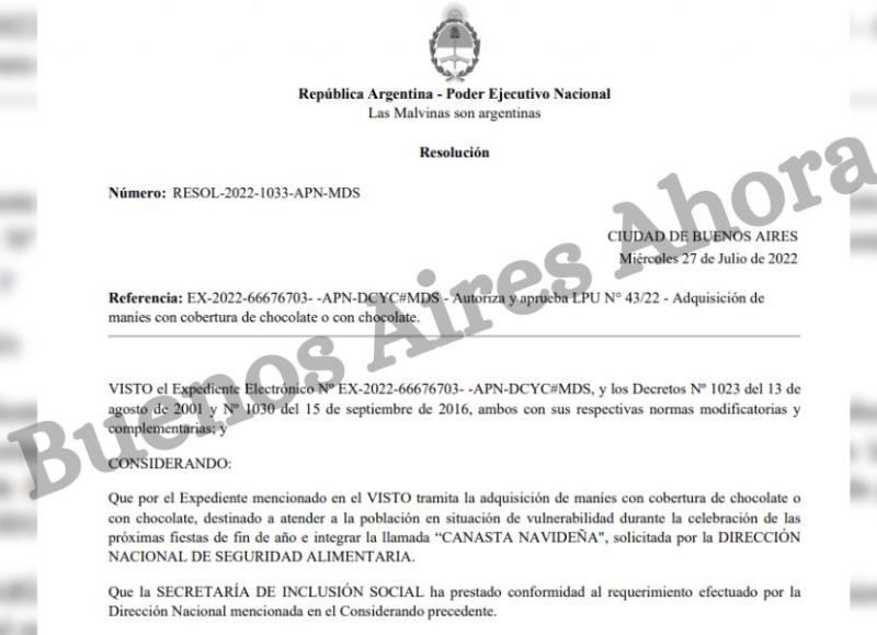 El pliego fue aprobado y firmado por el ministro, Juan Zabaleta.