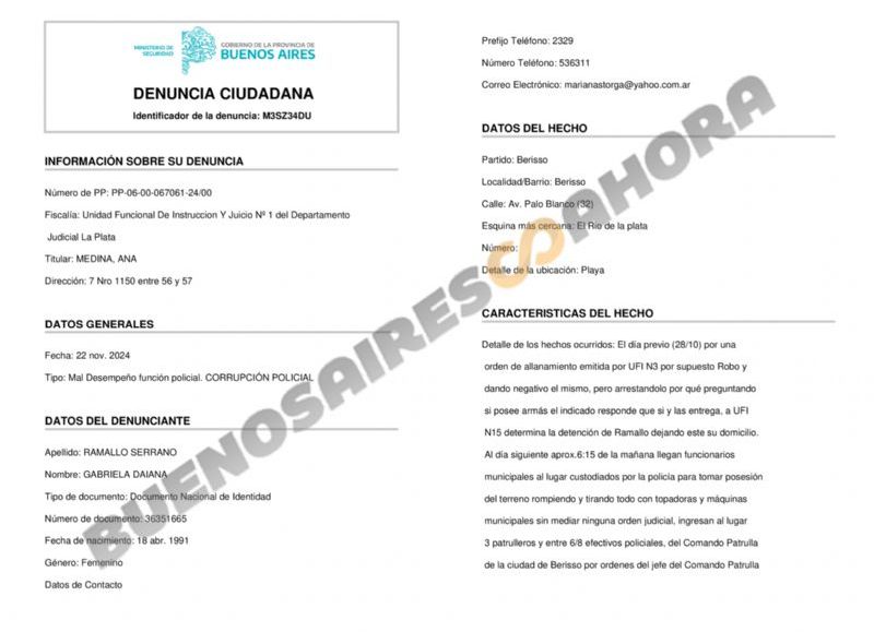 La denuncia ciudadana realizada. (Foto: Buenos Aires Ahora)