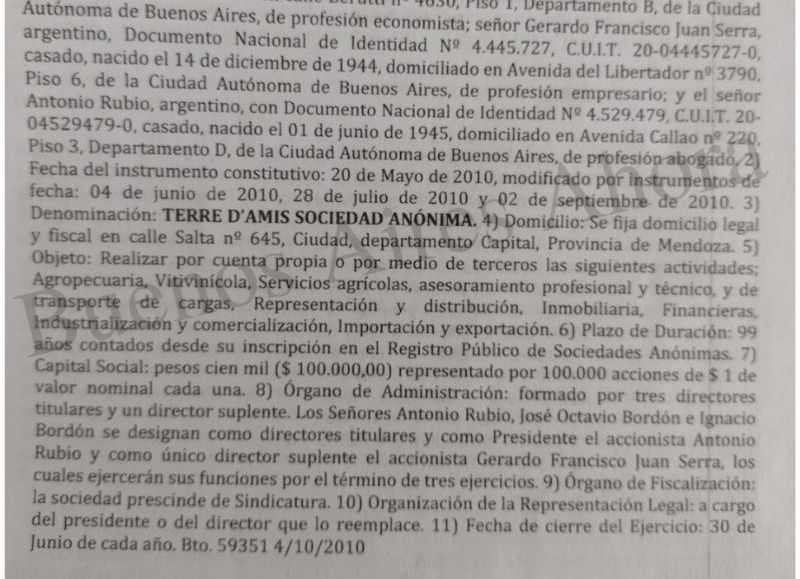 Gene padre, posee actualmente 37 hectáreas en los viñedos de Mendoza de los vinos TERRA D’AMIC, una sociedad de la que forma parte José Octavio Bordón consultor del mismo estudio y ex gobernador de Mendoza.