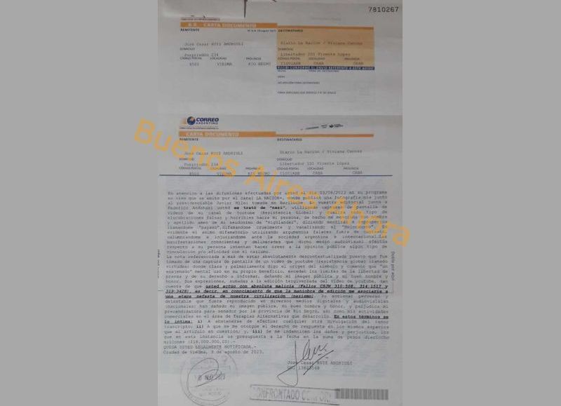 Carta documento enviada. (Foto: Buenos Aires Ahora)