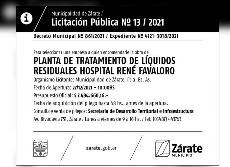 El decreto municipal que demuestra los gastos en cuanto a la licitación pública Número 13.