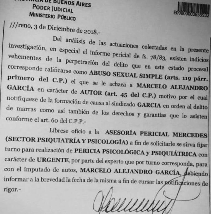 Grave denuncia contra García.