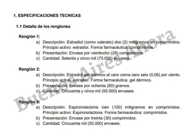 Las especificaciones técnicas de la compra millonaria.