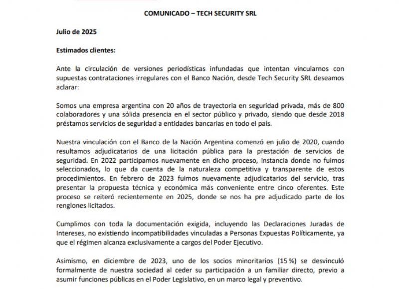 Comunicado oficial.