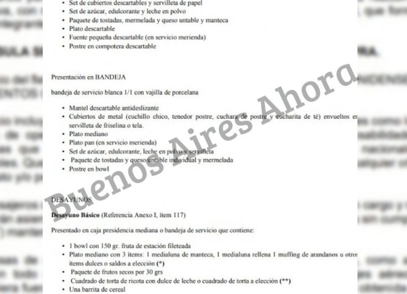 Algunos de los productos seleccionados para los viajes presidenciales.