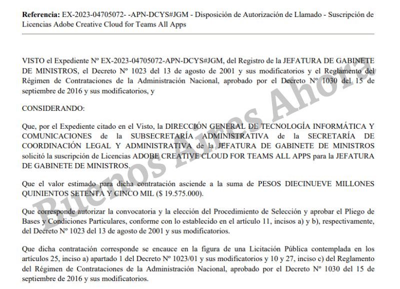 El pliego licitatorio por el que solicitaron el servicio millonario.
