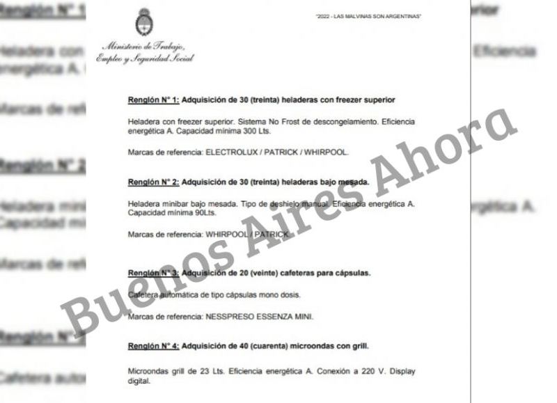 También solicitaron heladeras, microondas y cafeteras.