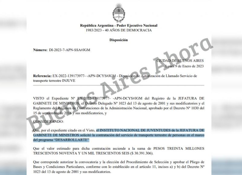 El pliego licitatorio dice que el presupuesto es de 30 millones, la mitad de lo que realmente pagaron.