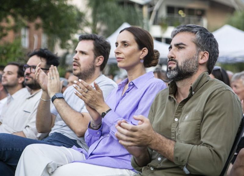 Florencia Lampreabe y Martín Rodríguez en la polémica apertura de sesiones del Concejo Deliberante de Hurlingham.