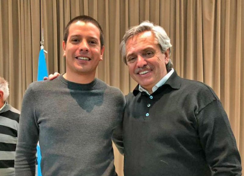 El intendente Cristian Cardozo junto al presidente Alberto Fernández.