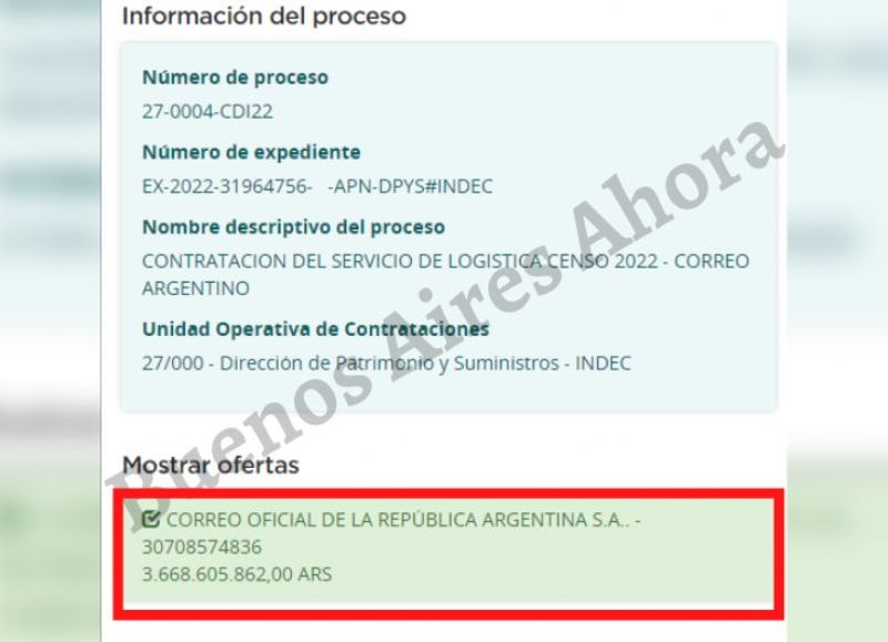 La cifra por el contrato asciende a $3.668.605.862 solo por la logística.