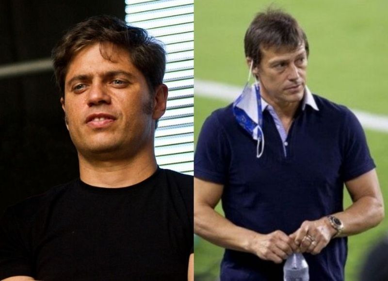 El gobernador Axel Kicillof y el entrenador Matías Almeyda.