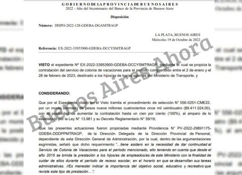 El pliego licitatorio que describe el servicio millonario que fue contratado por Transporte.