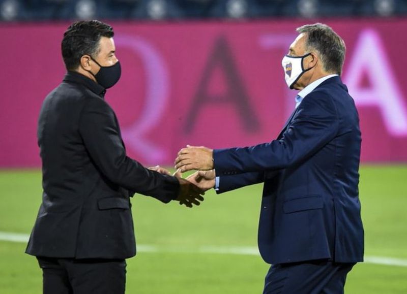 Marcelo Gallardo y Miguel Angel Russo, técnicos de River y Boca respectivamente.