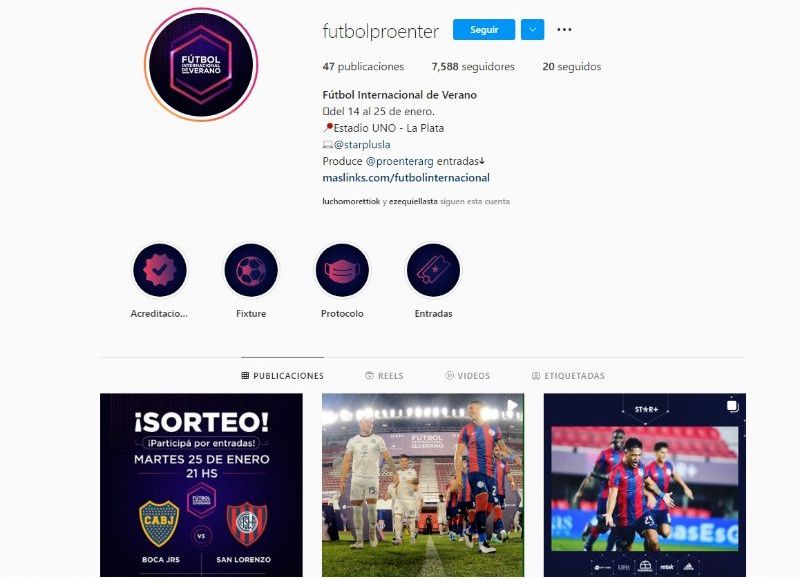 Instagram oficial de Proenter.