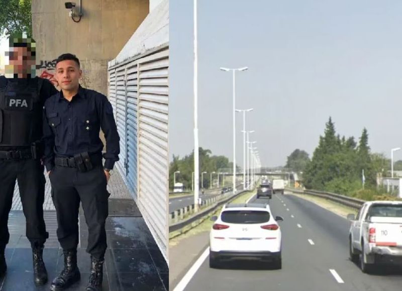 El subinspector de la PFA, Lucas Buena, se encontraba de franco circulando en moto con su pareja por la Autopista del Oeste.